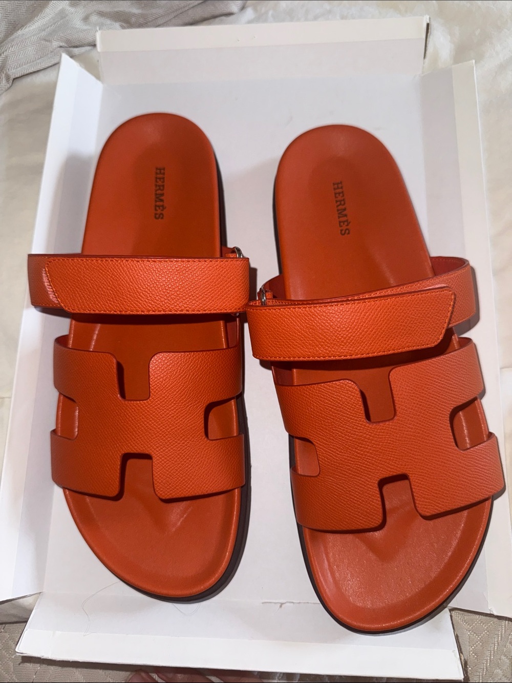Hermès Orange Oran Sandals - Leather Slide